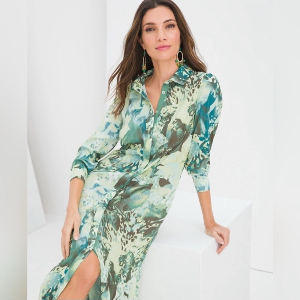 Envy Green Maxi Dress with Animal Print